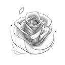 A space with clouds, line, and a rose tattoo design idea