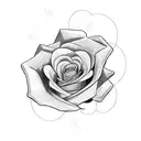 A space with clouds, line, and a rose tattoo design idea