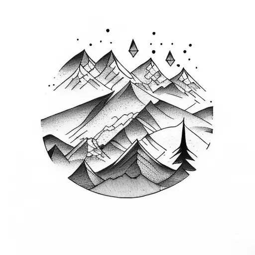 Mountain Scene forearm band watercolour  tattoo design idea