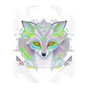 Fox wich in a futuristic cyber cityscape  tattoo design idea