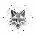 Fox wich in a futuristic cyber cityscape  tattoo design idea