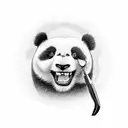A panda dentist extracting a tooth with a knife tattoo design idea