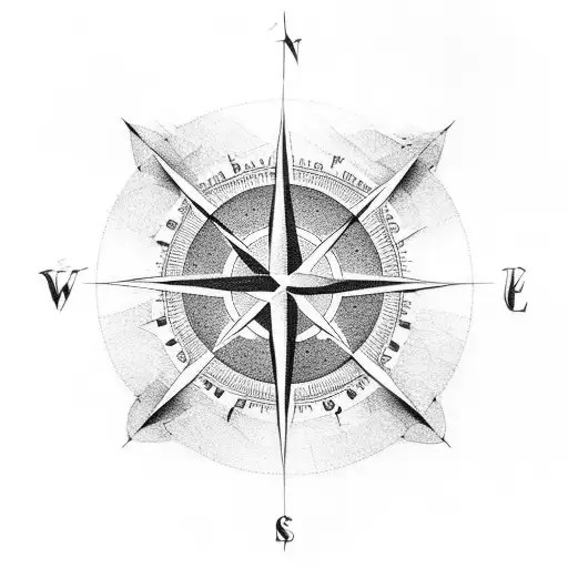 Christian Cross mountain stream compass tattoo design idea
