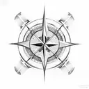 Christian Cross mountain stream compass tattoo design idea