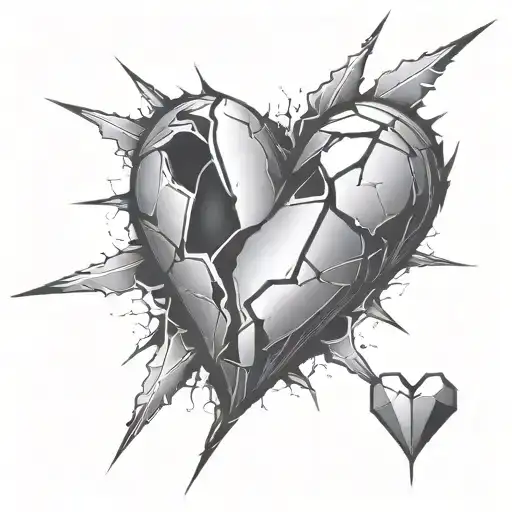 shattered heart tattoo design idea