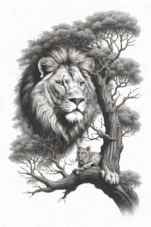 babylion in big treecrown in optical illusion g incorporé en hommage tattoo design idea