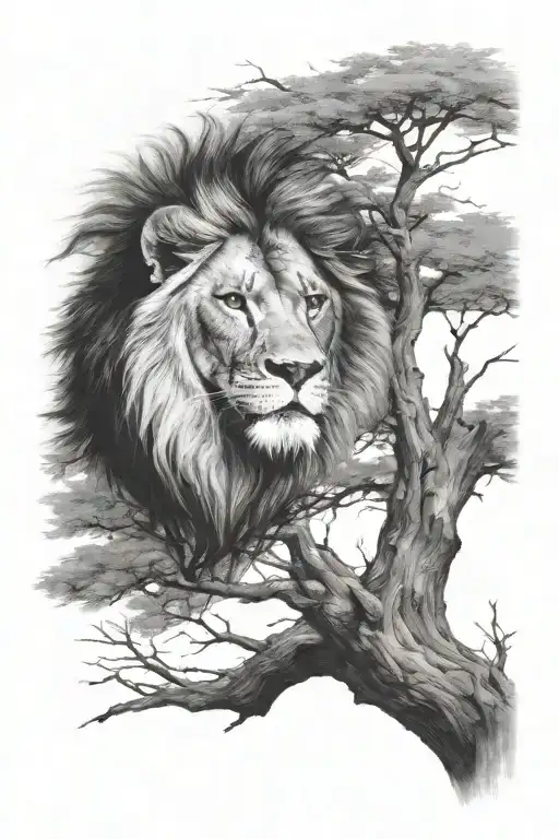 lion face look to the right side view tattoo design idea