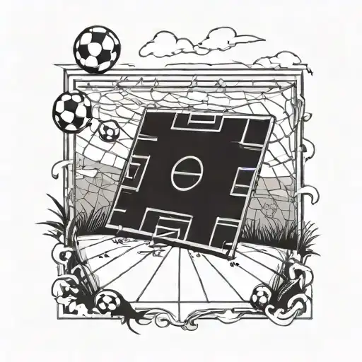 soccer field on a sign with tactics tattoo design idea