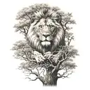 lion into tree optical illusion tattoo tattoo design idea
