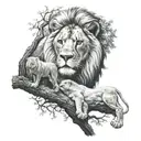 lion into tree optical illusion tattoo tattoo design idea