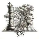 tree into one big chess king tattoo design idea