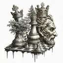 tree into one big chess king tattoo design idea