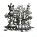 tree into one big chess king tattoo design idea