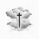 Christian Cross and clouds tattoo design idea