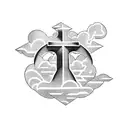 Christian Cross and clouds tattoo design idea