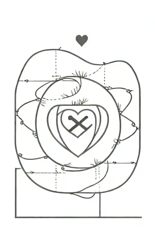 A rugby field with a heart in the center, representing the client's passion for the game and her son tattoo design idea