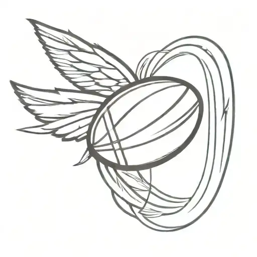 A stylized rugby ball with wings symbolizing freedom and strength tattoo design idea