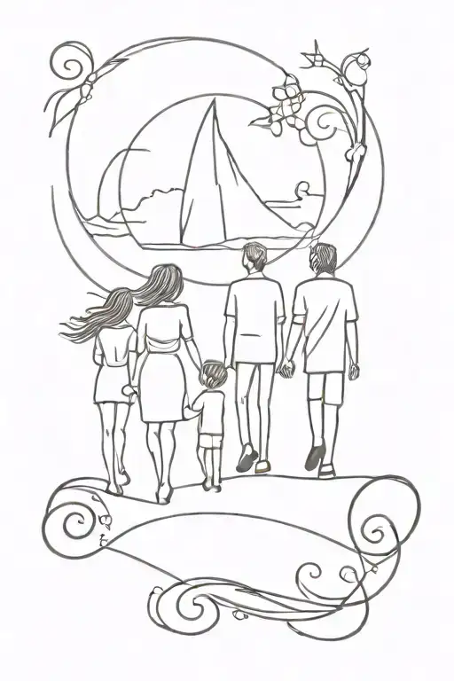 4 member family union, they are my path leading tattoo design idea