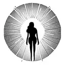 person surrounded by light rays  tattoo design idea