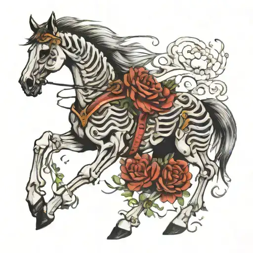 skeleton horse tattoo design idea
