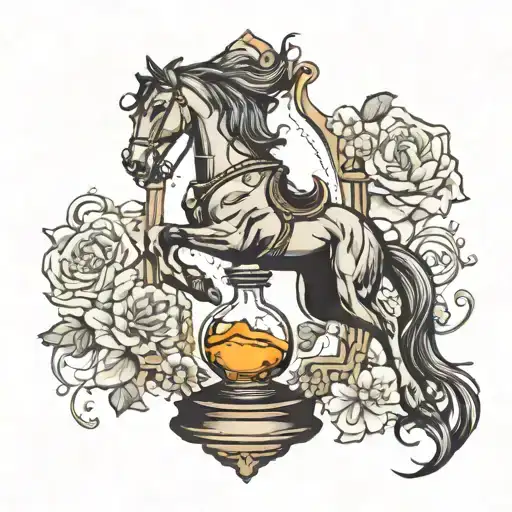 Hourglass with horse running out of bottom tattoo design idea