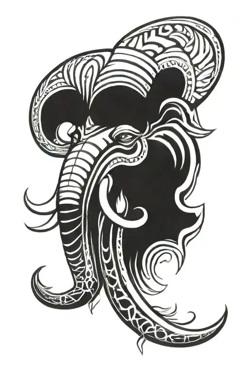 mammoth head tattoo design idea