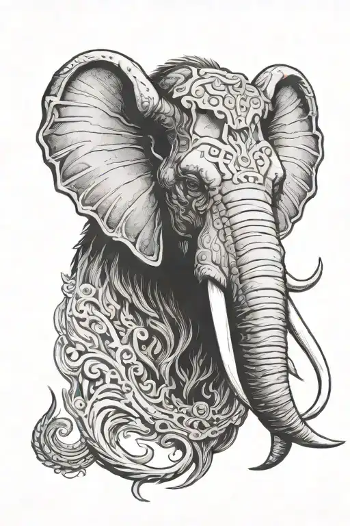 mammoth head tattoo design idea