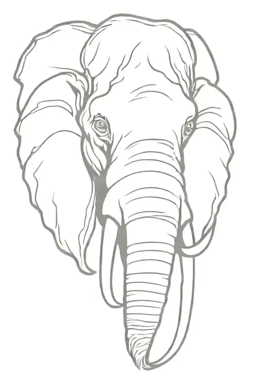 simplistic realistic mammoth head tattoo design idea