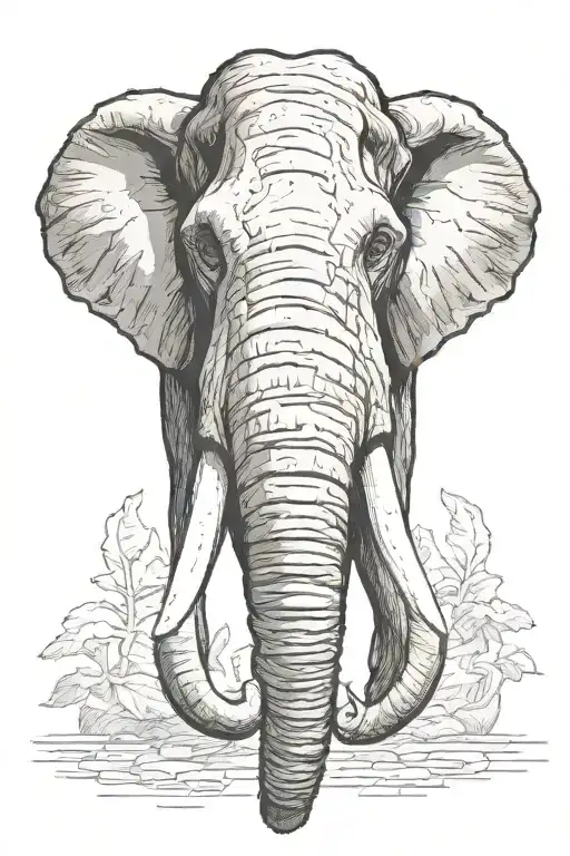 mammoth head facing forward tattoo design idea