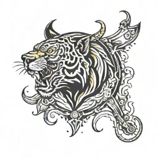 Panther, Wolf, Bear, Longhorn, Bulldog, Knight, Bronco, Tiger  tattoo design idea