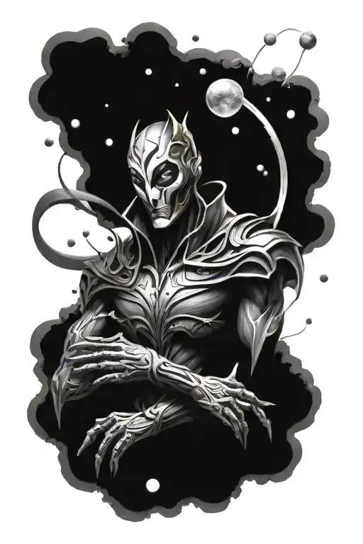 Dark Cosmic Jhin League tattoo design idea
