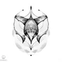 A dotwork design of a giant manta ray with intricate patterns on its wings, symbolizing the client's passion for diving in the ocean tattoo design idea