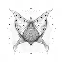A dotwork design of a giant manta ray with intricate patterns on its wings, symbolizing the client's passion for diving in the ocean tattoo design idea