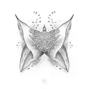A dotwork design of a giant manta ray with intricate patterns on its wings, symbolizing the client's passion for diving in the ocean tattoo design idea