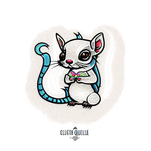 cute tiny alebrije squirrel with vivid colors, chibi, adorable and fluffy, logo design, cartoon, tattoo, sticker, cinema tattoo design idea