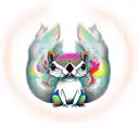 cute tiny alebrije squirrel with vivid colors, chibi, adorable and fluffy, logo design, cartoon, tattoo, sticker, cinema tattoo design idea