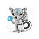 cute tiny alebrije squirrel with vivid colors, chibi, adorable and fluffy, logo design, cartoon, tattoo, sticker, cinema tattoo design idea