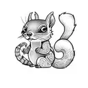 cute tiny alebrije squirrel with vivid colors, chibi, adorable and fluffy, logo design, cartoon, tattoo, sticker, cinema tattoo design idea