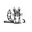 cute tiny alebrije squirrel with vivid colors, chibi, adorable and fluffy, logo design, cartoon, tattoo, sticker, cinema tattoo design idea