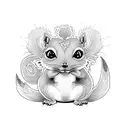 cute tiny alebrije squirrel with vivid colors, chibi, adorable and fluffy, logo design, cartoon, tattoo, sticker, cinema tattoo design idea