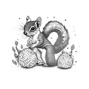 cute tiny alebrije squirrel with vivid colors, chibi, adorable and fluffy, logo design, cartoon, tattoo, sticker, cinema tattoo design idea