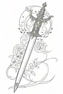 I would like a dagger inspired by the AZRIEL character in acotar   the dagger would be slender and elegant, with shadows tattoo design idea