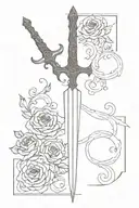 I would like a dagger inspired by the AZRIEL character in acotar   the dagger would be slender and elegant, with shadows tattoo design idea