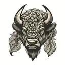 bison head  tattoo design idea