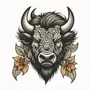 bison head  tattoo design idea