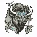 bison head  tattoo design idea