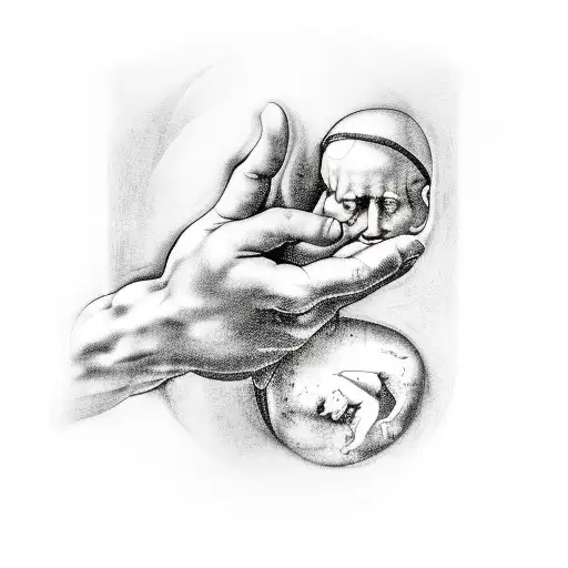 balance and michaelangelo’s hands from the sistine chapel tattoo design idea