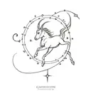 Capricorn constellation merging together the leo zodiac sign tattoo design idea