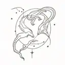 Capricorn constellation merging together the leo zodiac sign tattoo design idea
