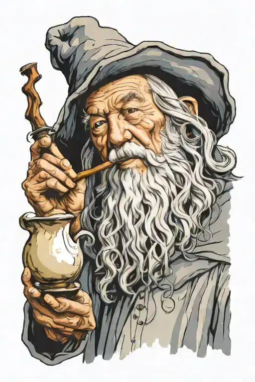Gandalf smokes a pipe tattoo design idea